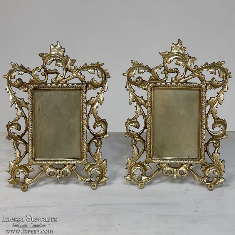 Pair 19th Century French Rococo Louis XV Cast Bronze Picture Frames