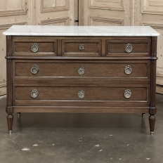 19th Century French Louis XVI Mahogany Commode with Carrara Marble Top