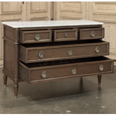 19th Century French Louis XVI Mahogany Commode with Carrara Marble Top