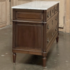 19th Century French Louis XVI Mahogany Commode with Carrara Marble Top