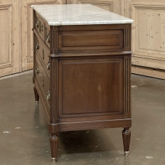 19th Century French Louis XVI Mahogany Commode with Carrara Marble Top