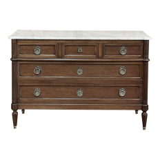 19th Century French Louis XVI Mahogany Commode with Carrara Marble Top