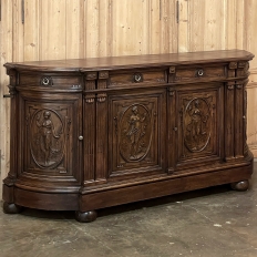 19th Century French Walnut Neoclassical Buffet with Four Seasons