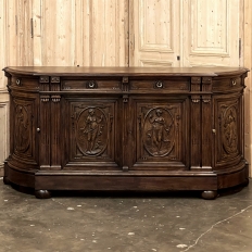 19th Century French Walnut Neoclassical Buffet with Four Seasons