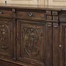 19th Century French Walnut Neoclassical Buffet with Four Seasons