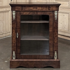 19th Century French Empire Revival Inlaid Walnut Vitrine