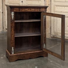 19th Century French Empire Revival Inlaid Walnut Vitrine