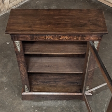 19th Century French Empire Revival Inlaid Walnut Vitrine