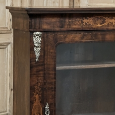 19th Century French Empire Revival Inlaid Walnut Vitrine