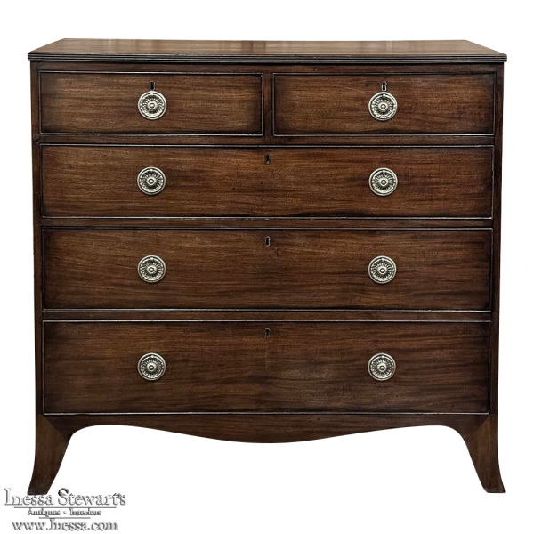 Antique English Mahogany Veneer Chest of Drawers