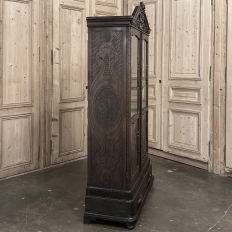 19th Century Dutch Hand Carved Walnut Vitrine by Horrix