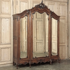 19th Century French Louis XV Walnut Triple Armoire