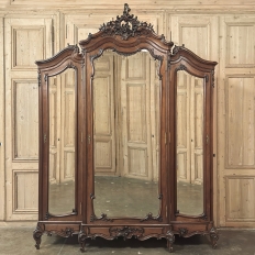 19th Century French Louis XV Walnut Triple Armoire