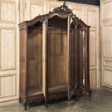 19th Century French Louis XV Walnut Triple Armoire