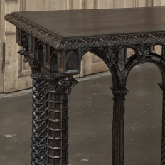 19th Century French Napoleon III Period Gothic Revival Walnut Library Table