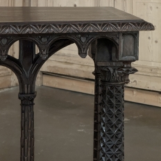 19th Century French Napoleon III Period Gothic Revival Walnut Library Table