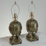 Pair 19th Century Bronze French Napoleon III Period Oil Lanterns converted to Table Lamps