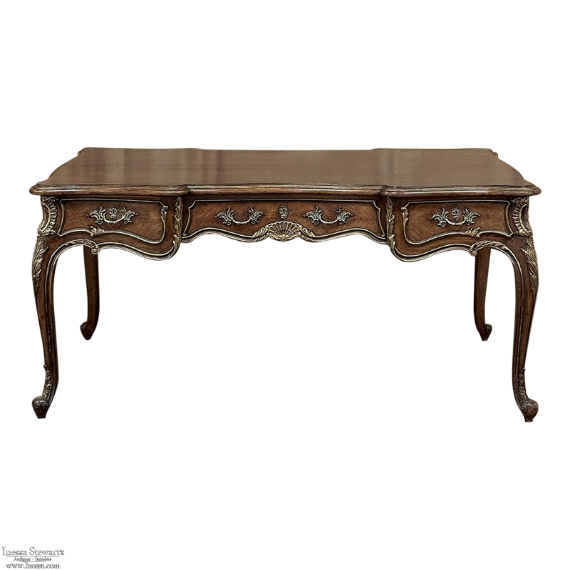 19th Century French Louis XV Walnut Desk ~ Bureau Plat