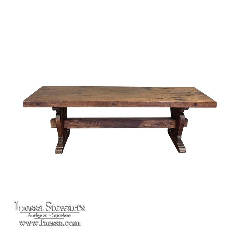 Antique Rustic Country French Trestle Coffee Table