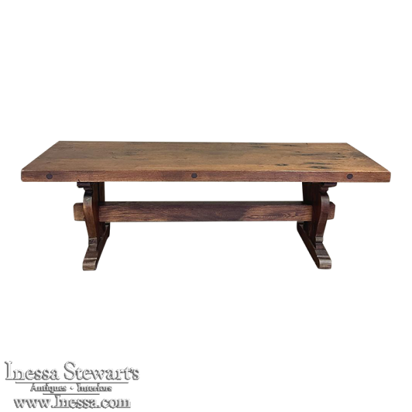 Antique Rustic Country French Trestle Coffee Table