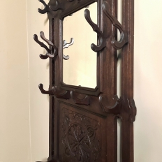 19th Century French Henri II Oak Hall Tree ~ Coat Rack