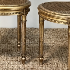 Pair 19th Century French Giltwood Louis XVI Salon Chairs with Cane Seats