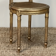 Pair 19th Century French Giltwood Louis XVI Salon Chairs with Cane Seats