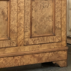 Early 19th Century French Charles X Burl Fruitwood Buffet with Carrara Marble Top