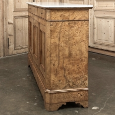 Early 19th Century French Charles X Burl Fruitwood Buffet with Carrara Marble Top