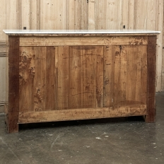 Early 19th Century French Charles X Burl Fruitwood Buffet with Carrara Marble Top