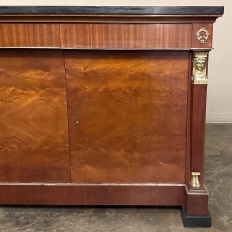 Antique French Empire Mahogany Buffet ~ Credenza with Slate Top