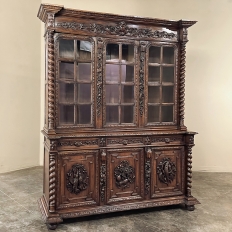 19th Century French Renaissance Triple Hunt Bookcase