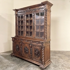 19th Century French Renaissance Triple Hunt Bookcase