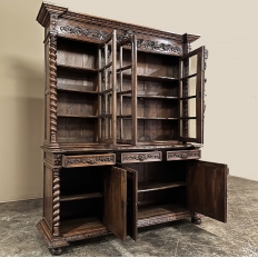 19th Century French Renaissance Triple Hunt Bookcase