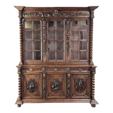 19th Century French Renaissance Triple Hunt Bookcase