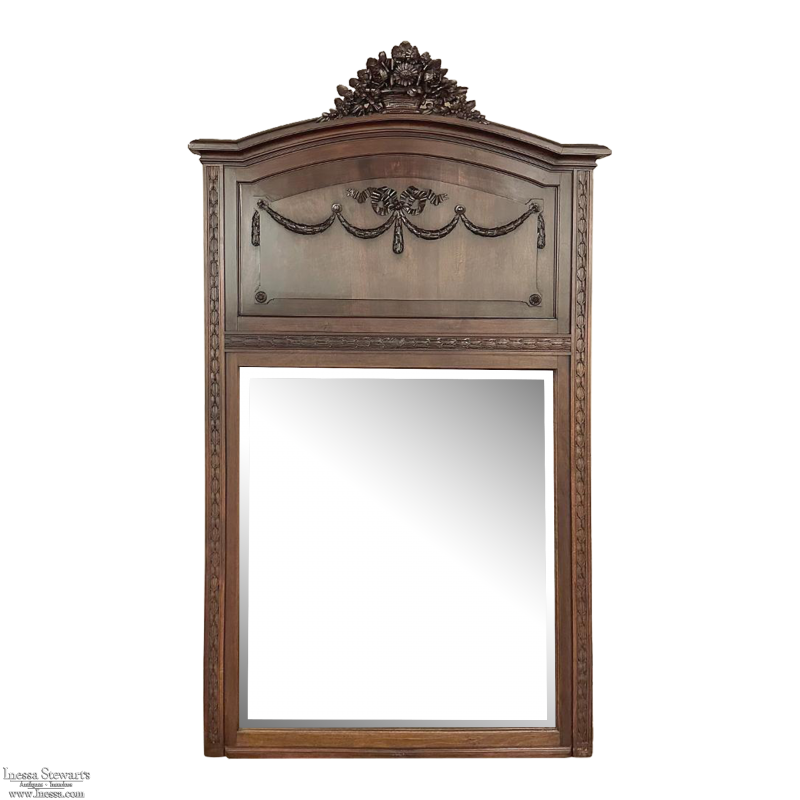 Antique French Louis XVI Walnut Trumeau ~ Mirror