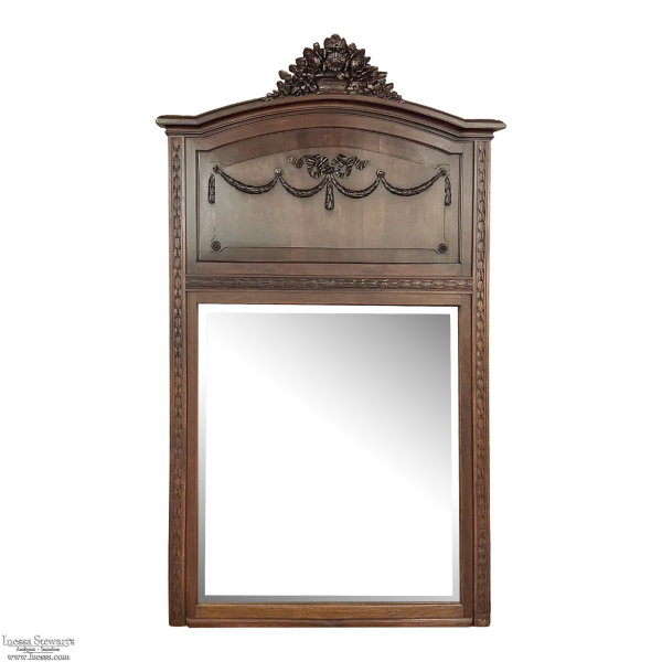 Antique French Louis XVI Walnut Trumeau ~ Mirror