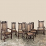 Set of 8 Italian Neoclassical Walnut Caned Dining Chairs includes 2 Armchairs