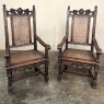 Set of 8 Italian Neoclassical Walnut Caned Dining Chairs includes 2 Armchairs