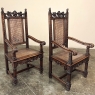 Set of 8 Italian Neoclassical Walnut Caned Dining Chairs includes 2 Armchairs