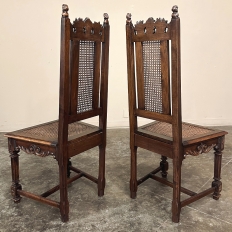 Set of 8 Italian Neoclassical Walnut Caned Dining Chairs includes 2 Armchairs