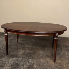 French Louis XVI Mahogany Oval Pop-Leaf Dining Table