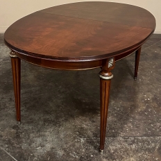 French Louis XVI Mahogany Oval Pop-Leaf Dining Table