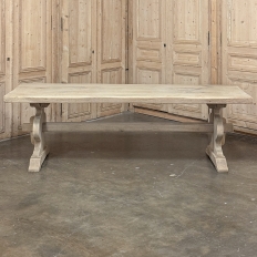 Antique Italian Style Country French Stripped Oak Trestle Table