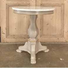 Louis Philippe Style Painted Round Marble Top End Table