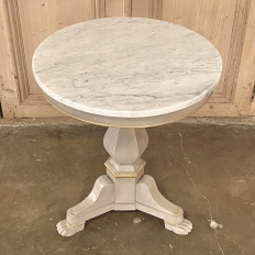 Louis Philippe Style Painted Round Marble Top End Table