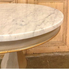 Louis Philippe Style Painted Round Marble Top End Table