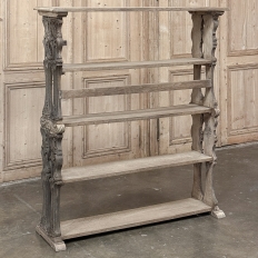 Antique French Renaissance Open Bookcase in Stripped Oak