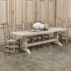 Antique Rustic Stripped Sycamore Trestle Dining Table