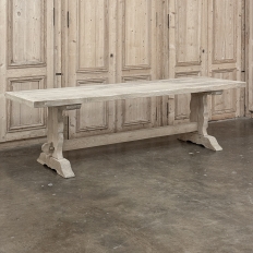 Antique Rustic Stripped Sycamore Trestle Dining Table